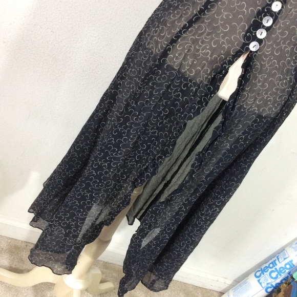 Vintage Sheer Button Up Dress Cover 90’s Swirls - Picture 5 of 8